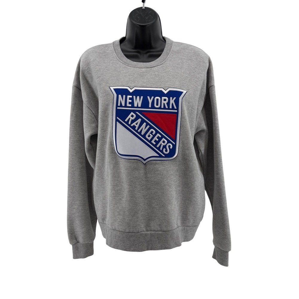 Antigua Sweatshirt Womens L Gray New York Rangers Pullover NHL Fleece Crewneck